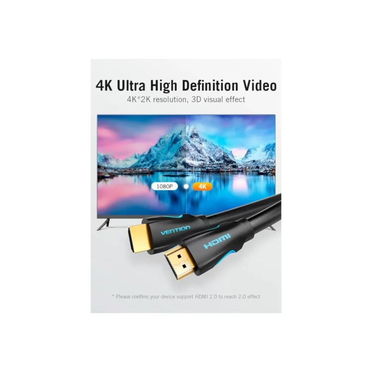 Кабель мультимедийный HDMI to HDMI 20.0m V2.0 4K 30Hz PVC Vention (VAA-M02-B2000) характеристики - фотография 7