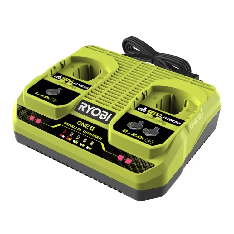 Зарядний пристрій для акумуляторів інструменту Ryobi ONE+ двопортовий RC18240G, 18В. (5133005581) ціна 6 033грн - фотографія 2