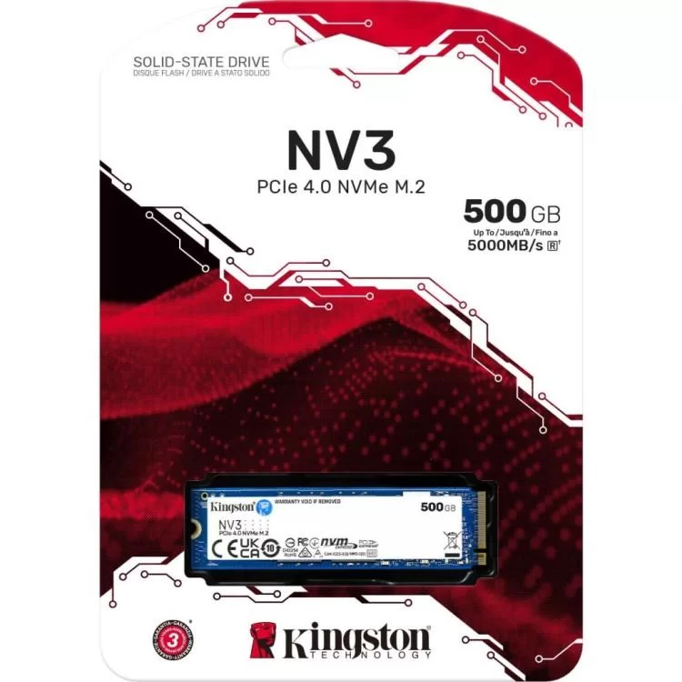 в продаже Накопитель SSD M.2 2280 500GB Kingston (SNV3S/500G) - фото 3