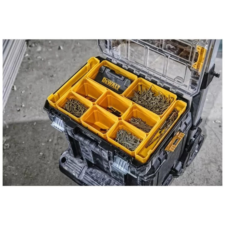 Ящик для інструментів DeWALT TSTAK, прозора кришка, 10 чашок, IP54 (DWST82968-1) інструкція - картинка 6