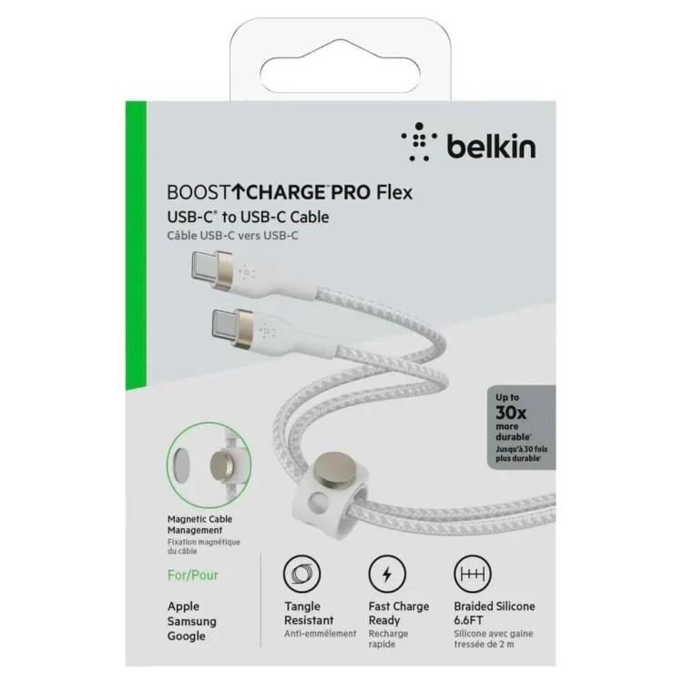 Дата кабель USB-C to USB-C 2.0m 60W White Belkin (CAB011BT2MWH) - фото 11