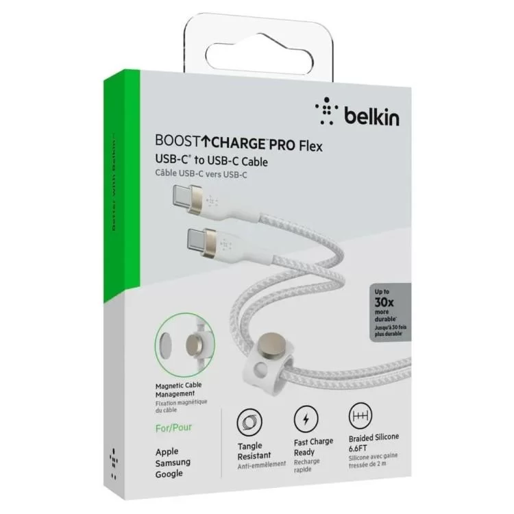 Дата кабель USB-C to USB-C 2.0m 60W White Belkin (CAB011BT2MWH) - фото 12