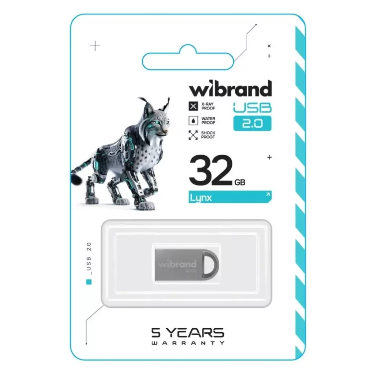 USB флеш накопичувач Wibrand 32GB lynx Silver USB 2.0 (WI2.0/LY32M2S) ціна 277грн - фотографія 2