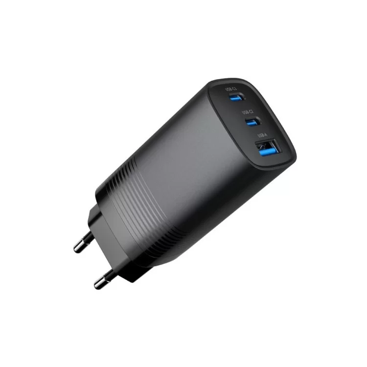 Зарядное устройство Gembird USB-A + 2xType-C (PD18W + QC3.0 27W) black (TA-UC-PDQC65-01-BK) цена 1 214грн - фотография 2