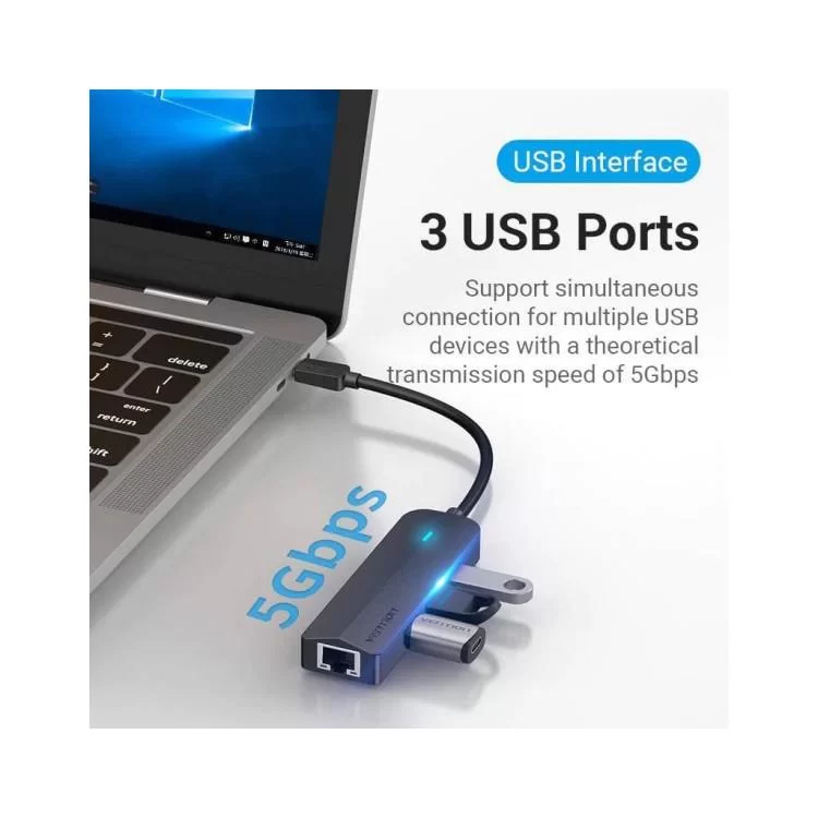 Концентратор Vention USB 3.1 Type-C to 3xUSB 3.0+MicroUSB+RJ45 100M Ethernet black (TGPBB) інструкція - картинка 6