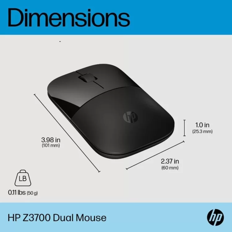 Мишка HP Z3700 Dual Wireless/Bluetooth Black (758A8AA) характеристики - фотографія 7