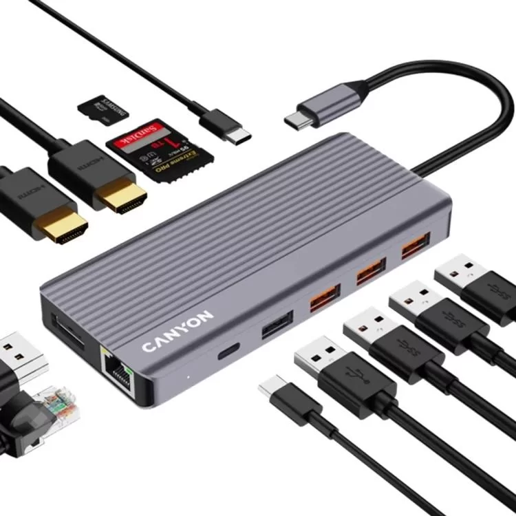 Порт-репликатор Canyon Docking Station DS-16 13 in 1 4k USB-C hub (CNS-TDS16) инструкция - картинка 6