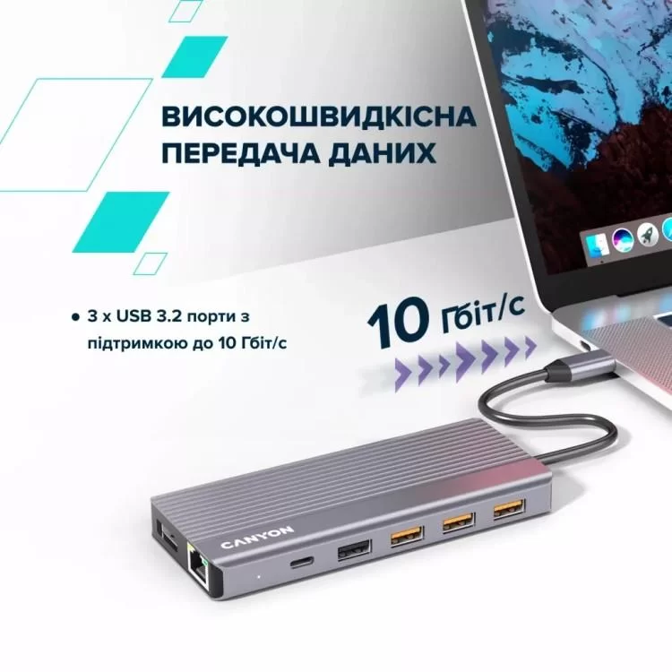 Порт-репликатор Canyon Docking Station DS-16 13 in 1 4k USB-C hub (CNS-TDS16) - фото 10