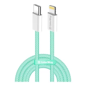 Дата кабель USB-C to Lightning 1.0m 27W green ColorWay (CW-CBPDCL061-G)