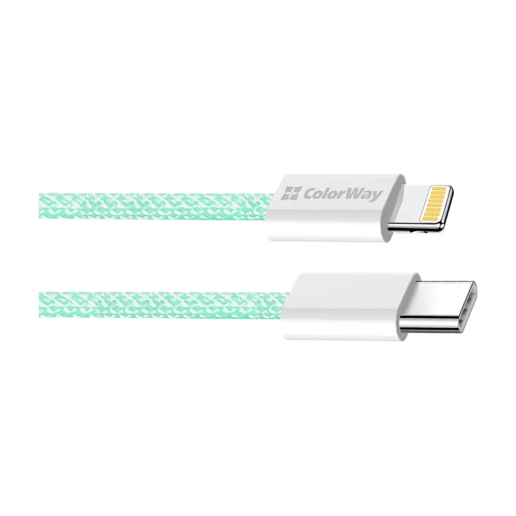 в продаже Дата кабель USB-C to Lightning 1.0m 27W green ColorWay (CW-CBPDCL061-G) - фото 3