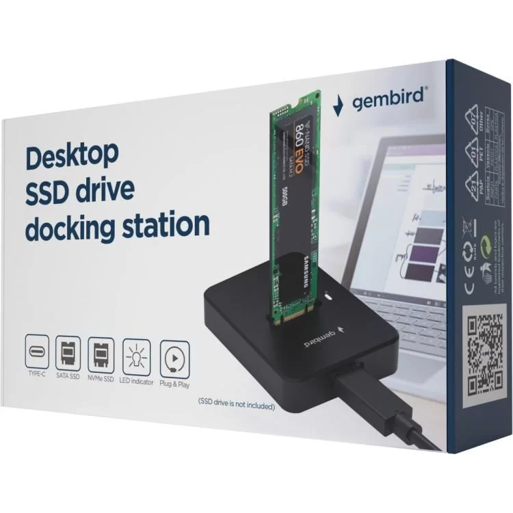 Док-станция для накопителей Gembird USB Type-C M.2 SATA NVME SSD (DD-U3M2) цена 1 598грн - фотография 2