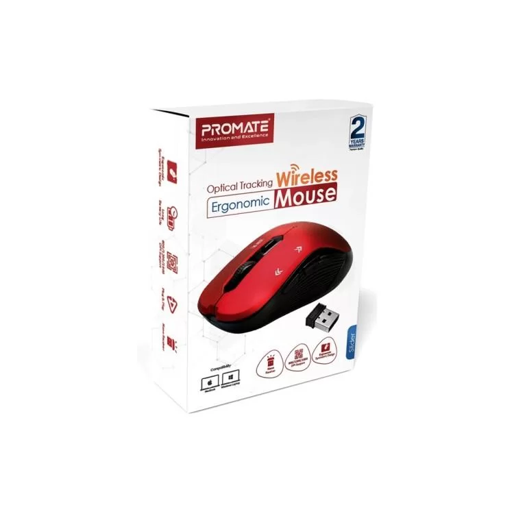 Мышка Promate Slider Wireless Red (slider.red) цена 477грн - фотография 2