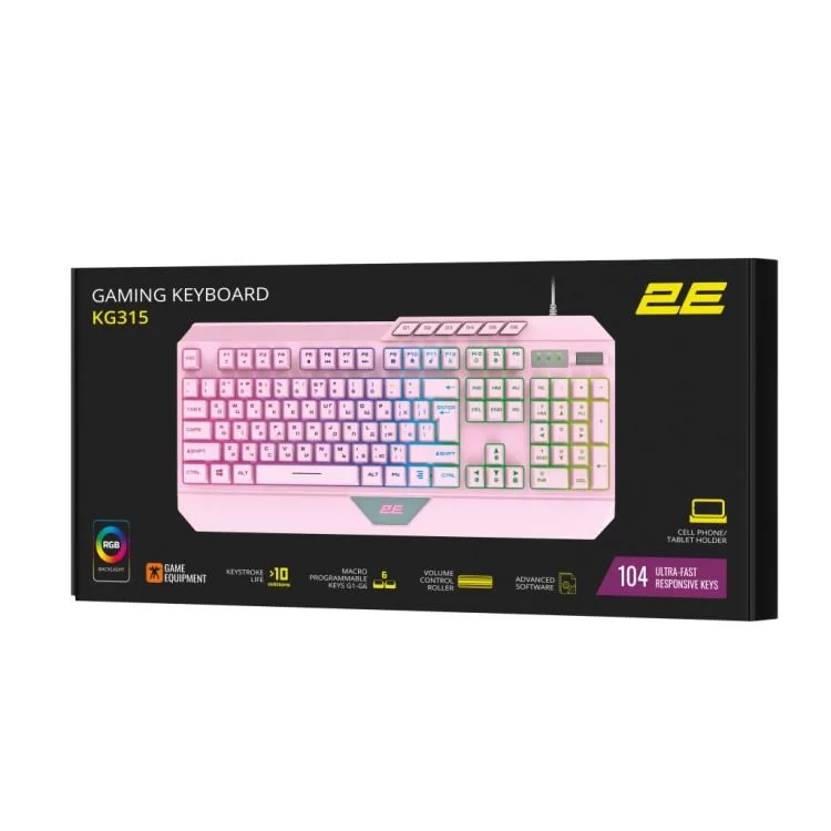 Клавіатура 2E Gaming KG315 RGB USB UA Pink (2E-KG315UPK) огляд - фото 8