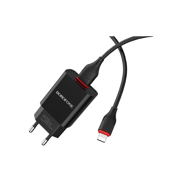 Зарядний пристрій BOROFONE BA20A Sharp charger set(Lightning) Black (BA20ALB) ціна 206грн - фотографія 2