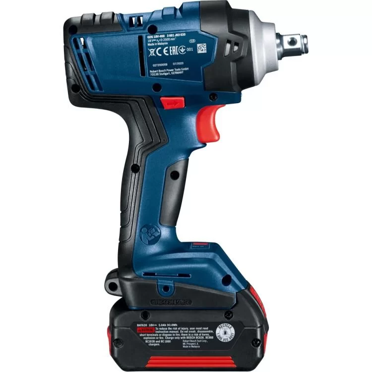 Гайковерт Bosch GDS 18V-400, 2x5Ah, 400 Нм, 0-2500 об/хв, кейс, зажим квадрат, 1.87 кг (0.601.9K0.020) характеристики - фотография 7