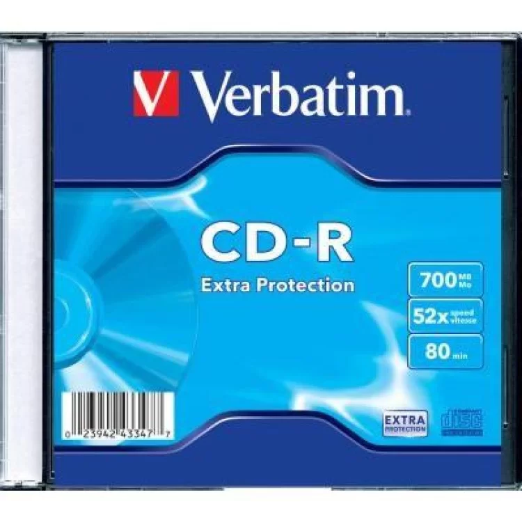 Диск CD Verbatim CD-R 700Mb 52x 1шт Slim Case (43347-1disk) ціна 36грн - фотографія 2