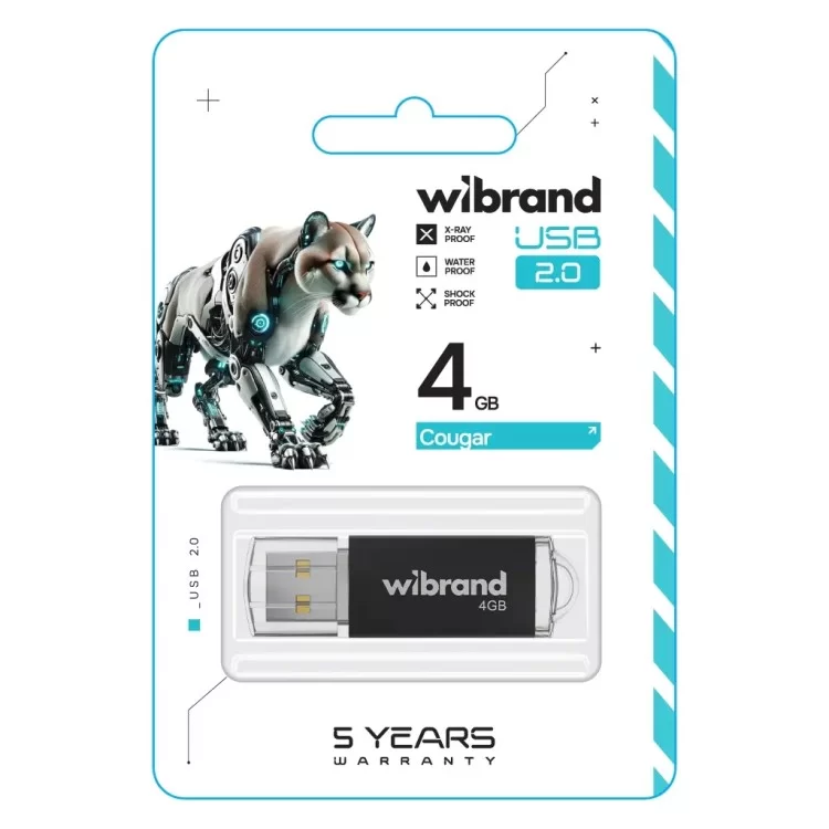 USB флеш накопитель Wibrand 4GB Cougar BlackUSB 2.0 (WI2.0/CU4P1B) цена 165грн - фотография 2