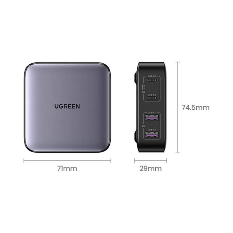 продаем Зарядное устройство Ugreen 4xUSB 65W (2хUSB-C+2xUSB-A) Gan CD327 (90747) в Украине - фото 4