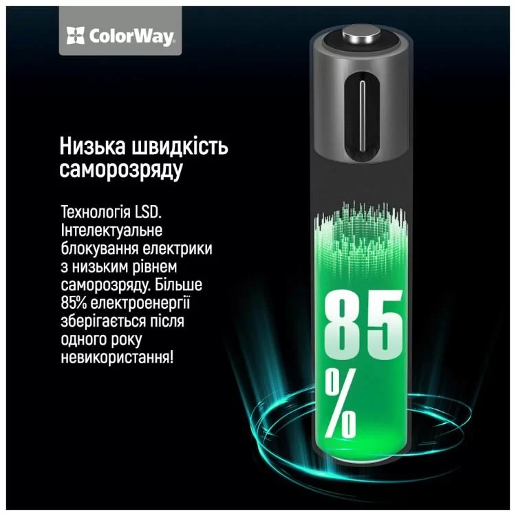 Акумулятор ColorWay AAА USB-С 590 mAh 1.5V (2шт) (Li-Polymer) (CW-UBAAA-09) - фото 11