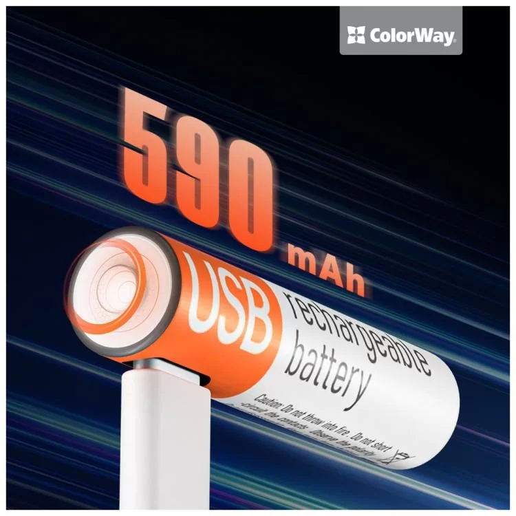 продаємо Акумулятор ColorWay AAА USB-С 590 mAh 1.5V (2шт) (Li-Polymer) (CW-UBAAA-09) в Україні - фото 4