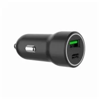 Зарядное устройство Gembird 1xUSB-A (18W QC3.0) + 1xUSB-C (20W PD) black (TA-UC-A2PDQC20-CAR-01)