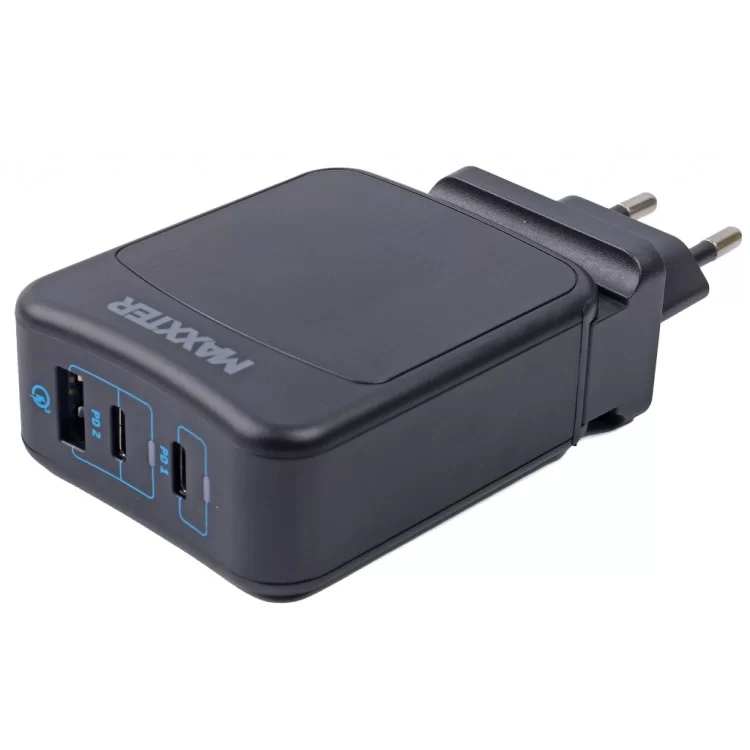 Зарядний пристрій Maxxter 1USB-A + 2USB-C (PD 65W+PD 18W + QC 3.0) (WC-PD65W-01) ціна 2 378грн - фотографія 2