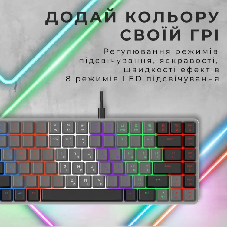 Клавиатура GamePro MK140R Red Swich Low Profile USB Dark Gray (MK140R) - фото 12