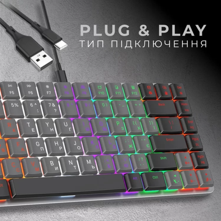 продаємо Клавіатура GamePro MK140R Red Swich Low Profile USB Dark Gray (MK140R) в Україні - фото 4