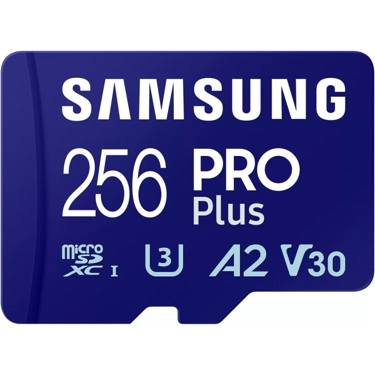 Карта памяти Samsung 256 GB microSDXC Pro Plus UHS-I U3 V30 A2 Class 10 + SD-adap (MB-MD256SA/EU) цена 3 211грн - фотография 2