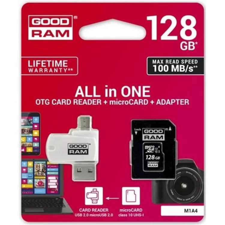 Карта пам'яті Goodram 128GB microSDXC class 10 UHS-I (M1A4-1280R12) ціна 827грн - фотографія 2