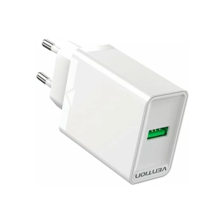 Зарядний пристрій Vention 1xUSB 18W (USB-A) QC3.0 white (FABW0-EU)