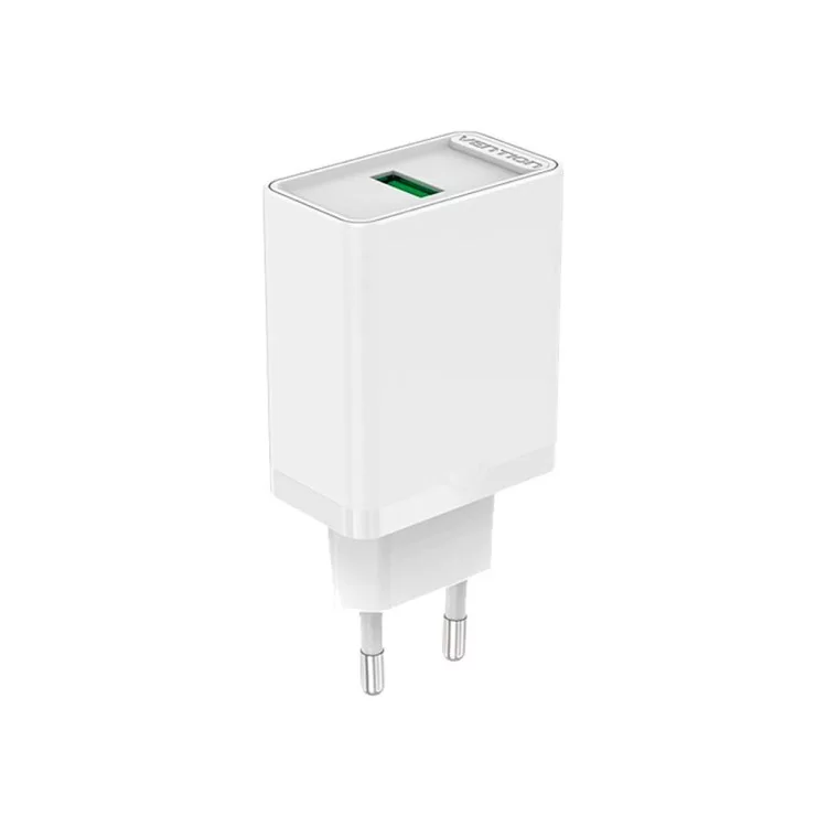 Зарядний пристрій Vention 1xUSB 18W (USB-A) QC3.0 white (FABW0-EU) ціна 302грн - фотографія 2