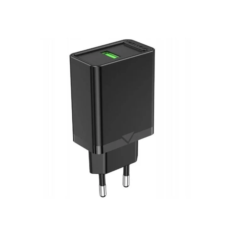 Зарядний пристрій Vention 1xUSB 18W (USB-A) QC3.0 black (FABB0-EU) ціна 302грн - фотографія 2