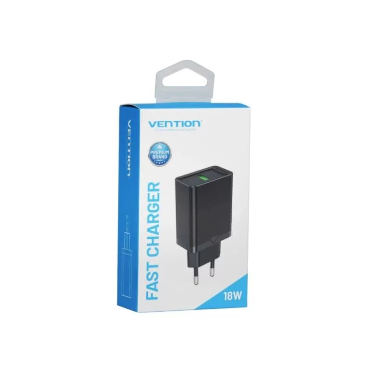 в продажу Зарядний пристрій Vention 1xUSB 18W (USB-A) QC3.0 black (FABB0-EU) - фото 3