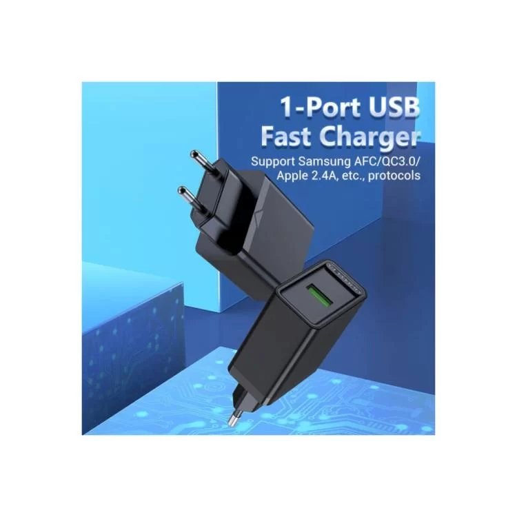 продаємо Зарядний пристрій Vention 1xUSB 18W (USB-A) QC3.0 black (FABB0-EU) в Україні - фото 4