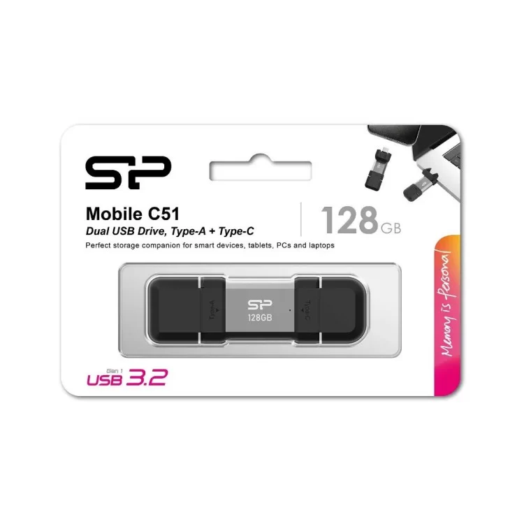 продаємо USB флеш накопичувач Silicon Power USB 128G SILICON POWER usb3.2+TypeC Mobile C51 (SP128GBUC3C51V1S) в Україні - фото 4