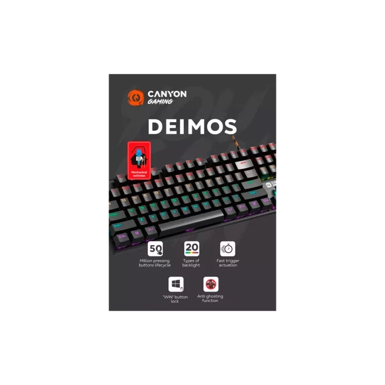 продаємо Клавіатура Canyon Deimos GK-4 Rainbow LED USB UA Black (CND-SKB4-US) в Україні - фото 4