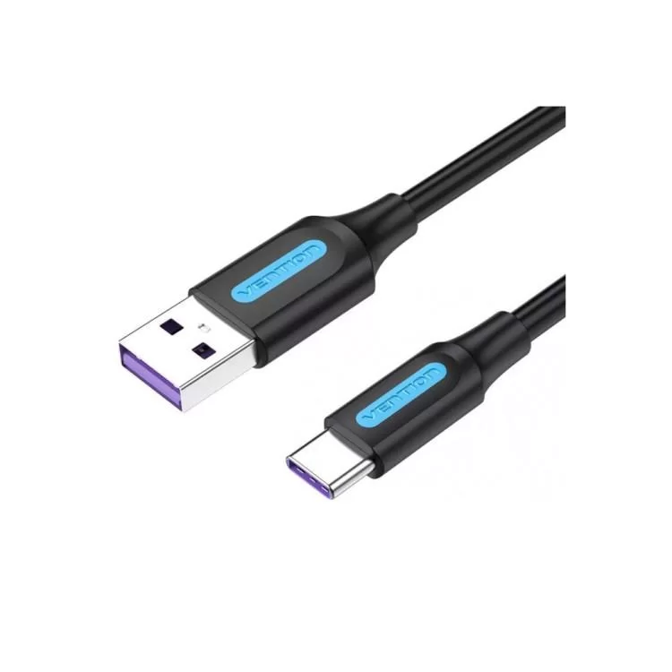 Дата кабель USB 2.0 AM to Type-C 0.5m 5.0A (25W) PVC black Vention (CORBD)