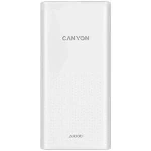 Батарея универсальная Canyon 20000mAh, Input 5V/2A, Output 5V/2.1A(Max), White (CNE-CPB2001W)