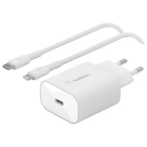 Зарядное устройство Belkin USB-С 25W PD PPS + cable USB-C-Lightning 1m (WCA004VF1MWH-B5)