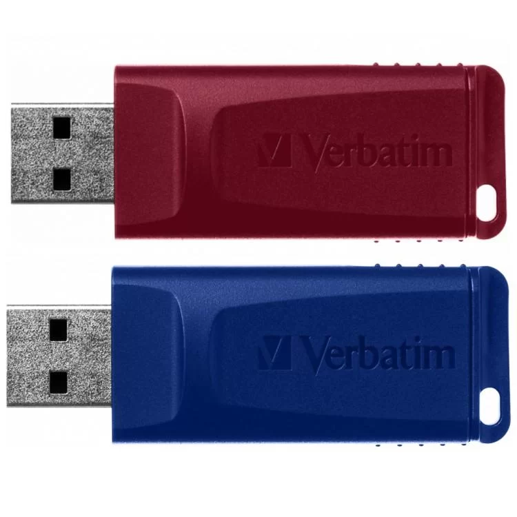 в продажу USB флеш накопичувач Verbatim 2x32GB Store'n'Go Slider Red/Blue USB 2.0 (49327) - фото 3