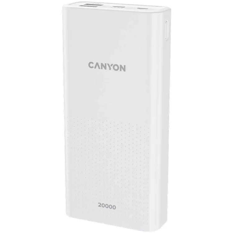 Батарея універсальна Canyon 20000mAh, Input 5V/2A, Output 5V/2.1A(Max), White (CNE-CPB2001W) ціна 1 598грн - фотографія 2