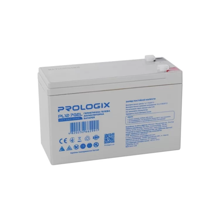 Батарея до ДБЖ Prologix 12V-7Ah GEL (PL12-7GEL) ціна 1 230грн - фотографія 2