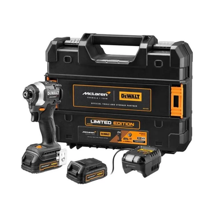 Шуруповерт DeWALT McLaren F1, XR Li-Ion PowerStack 18 В, 2x1.7Ah GFN блок, 206 Нм, TSTAK (DCF85ME2GT) характеристики - фотографія 7