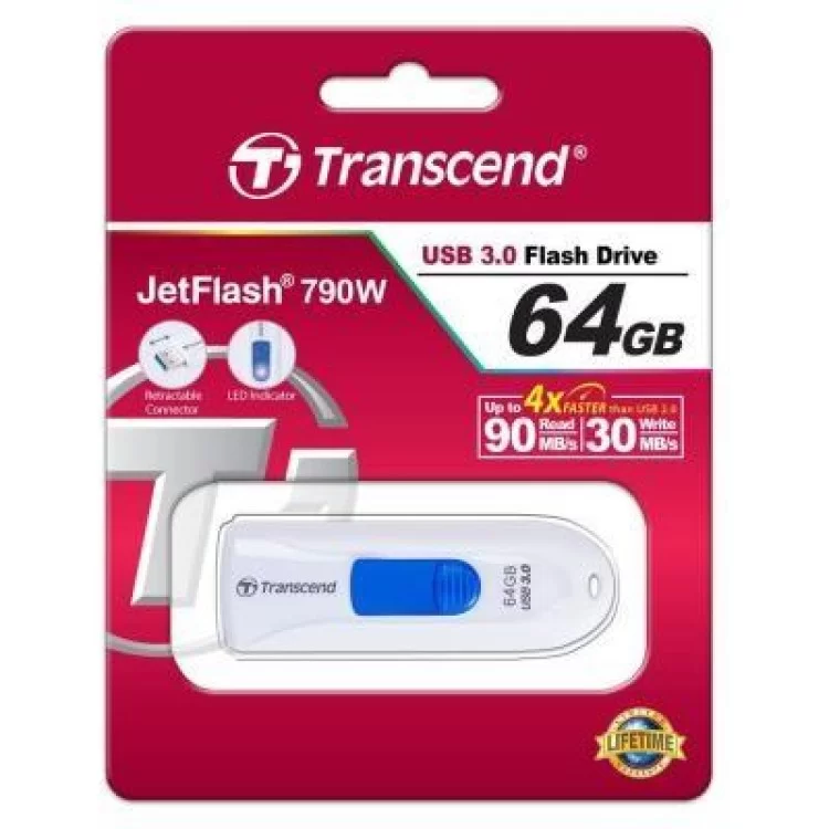 USB флеш накопитель Transcend 64GB JetFlash 790 USB 3.0 (TS64GJF790W) отзывы - изображение 5