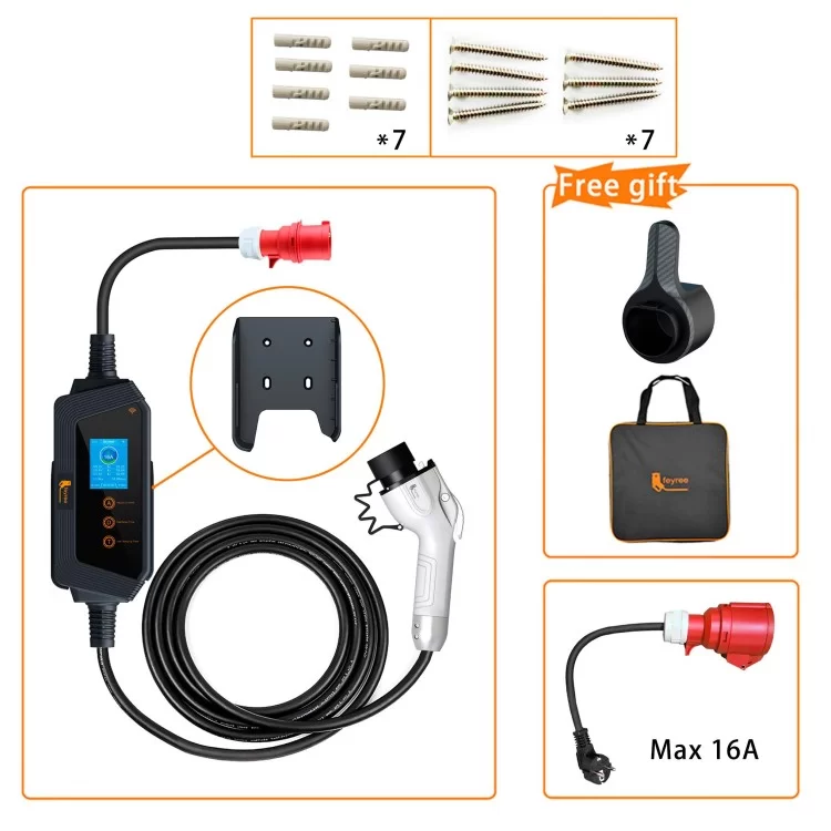 Зарядка для електромобіля 11 кВт 32A 3-фазі GB/T AC (китайське авто) Wi-fi + перехідник FEYREE (FY11-16-3PH-GB/T-WF) ціна 11 366грн - фотографія 2