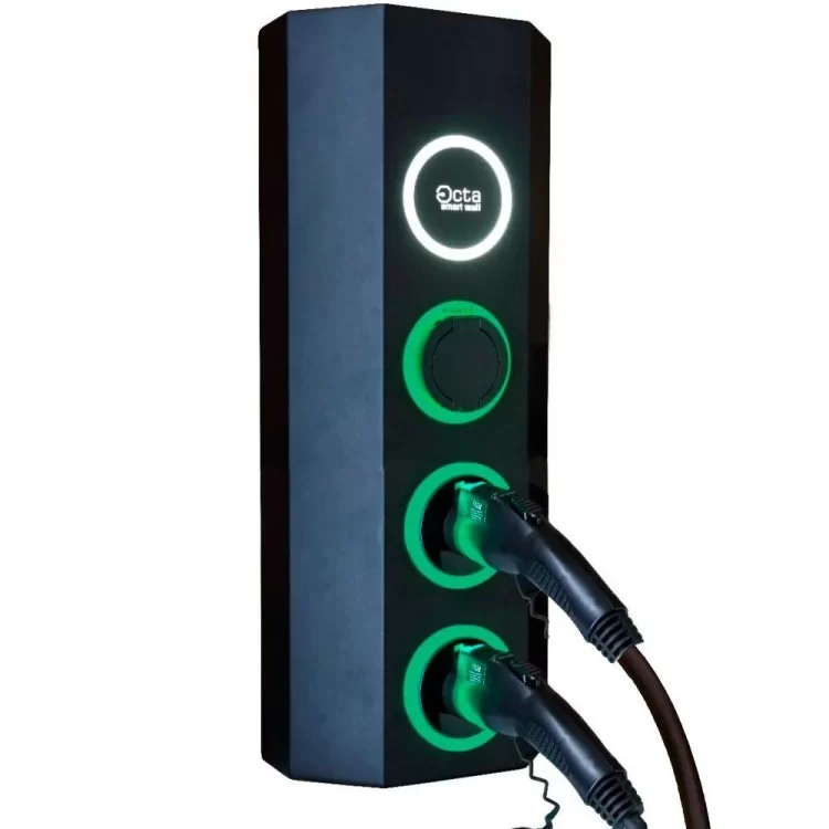 Зарядна станція для електромобіля 36 кВт 32А 3-фазна Type 2 (розетка) + Type 2 (європейське авто) Octa Energy (W128) Зарядна станція для електромобіля 36 кВт 32А 3-фазна Type 2 (розетка) + Type 2 (європейське авто) Octa Energy (W128)