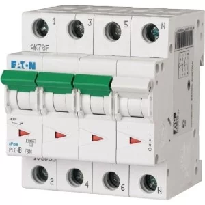 Автоматичний вимикач 32A 6kA 4 полюса (3p+N) тип C PL6-C32/3N Eaton (Moeller)