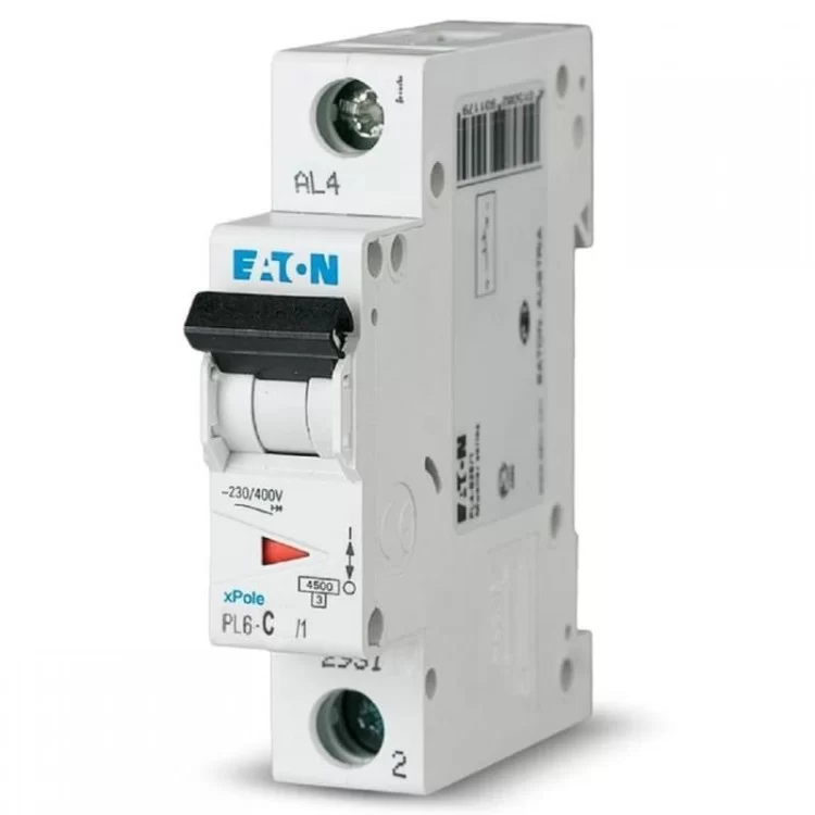 Автоматический выключатель 4A 6kA 1 полюс тип C PL6-C4/1 Eaton (Moeller)