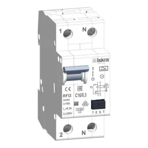 Дифференциальный автоматический выключатель RFI2 С16A, 1P+N, 300мА
